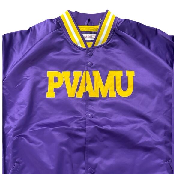 NWT! Mitchell & Ness PVAMU NCAA Lightweight Full Snap Bomber Jacket - Size 2XL - Picture 4 of 9